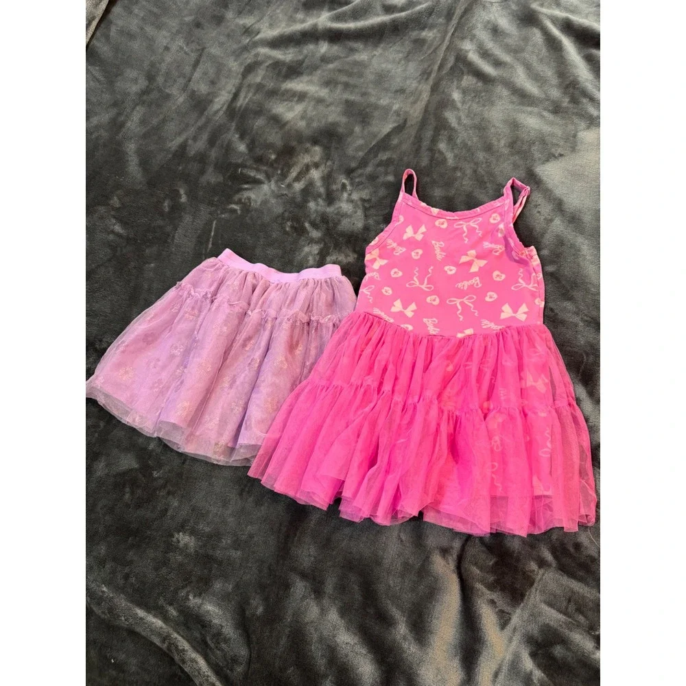 Barbie Dress Size 8 Disney Princess Tutu Skirt Size 6 Girls Pink Purple Lot 2